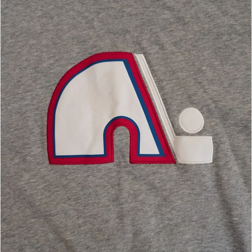Quebec Nordiques Sweatshirt NHL Hockey Avalanche Adidas Heathered Grey Mens XL